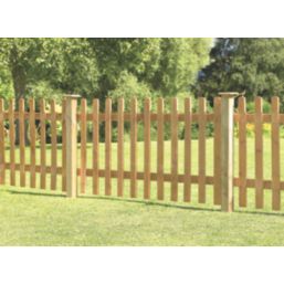 Forest Pale Picket  Fence Panels Golden Brown 6' x 3' Pack of 3