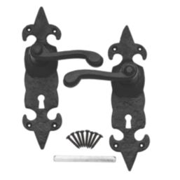 Carlisle Brass Fleur de Lys LoB Lock Door Handles Pair Black