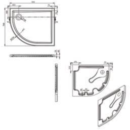 Milan Offset Quadrant Bathroom Shower Tray & Waste Left-Handed White Gloss 900mm x 760mm x 40mm