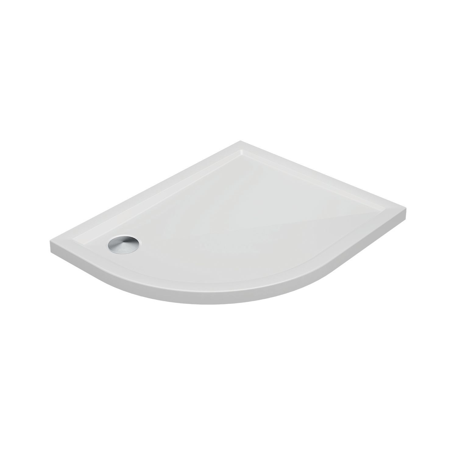 Milan Offset Quadrant Bathroom Shower Tray & Waste Left-Handed White Gloss 900mm x 760mm x 40mm (371AE)
