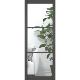 Green & Taylor Heritage Slimline 1-Clear Light Primed Black Wooden Fully Glazed Internal Door 1981mm x 762mm