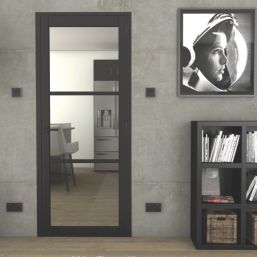Green & Taylor Heritage Slimline 1-Clear Light Primed Black Wooden Fully Glazed Internal Door 1981mm x 762mm