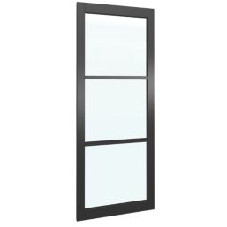 Green & Taylor Heritage Slimline 1-Clear Light Primed Black Wooden Fully Glazed Internal Door 1981mm x 762mm