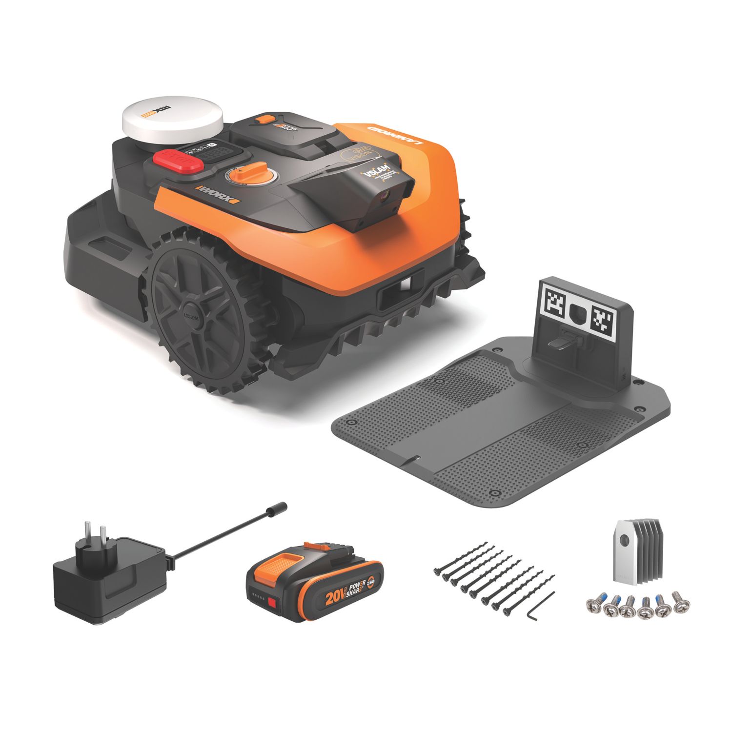 Worx 20V 2.5Ah Li-Ion PowerShare Brushless Cordless 18cm WR303E Vision Cloud Landroid Robotic Lawn Mower (371EH)