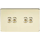 Knightsbridge SF4TOGPB 10AX 4-Gang 2-Way Light Switch  Polished Brass