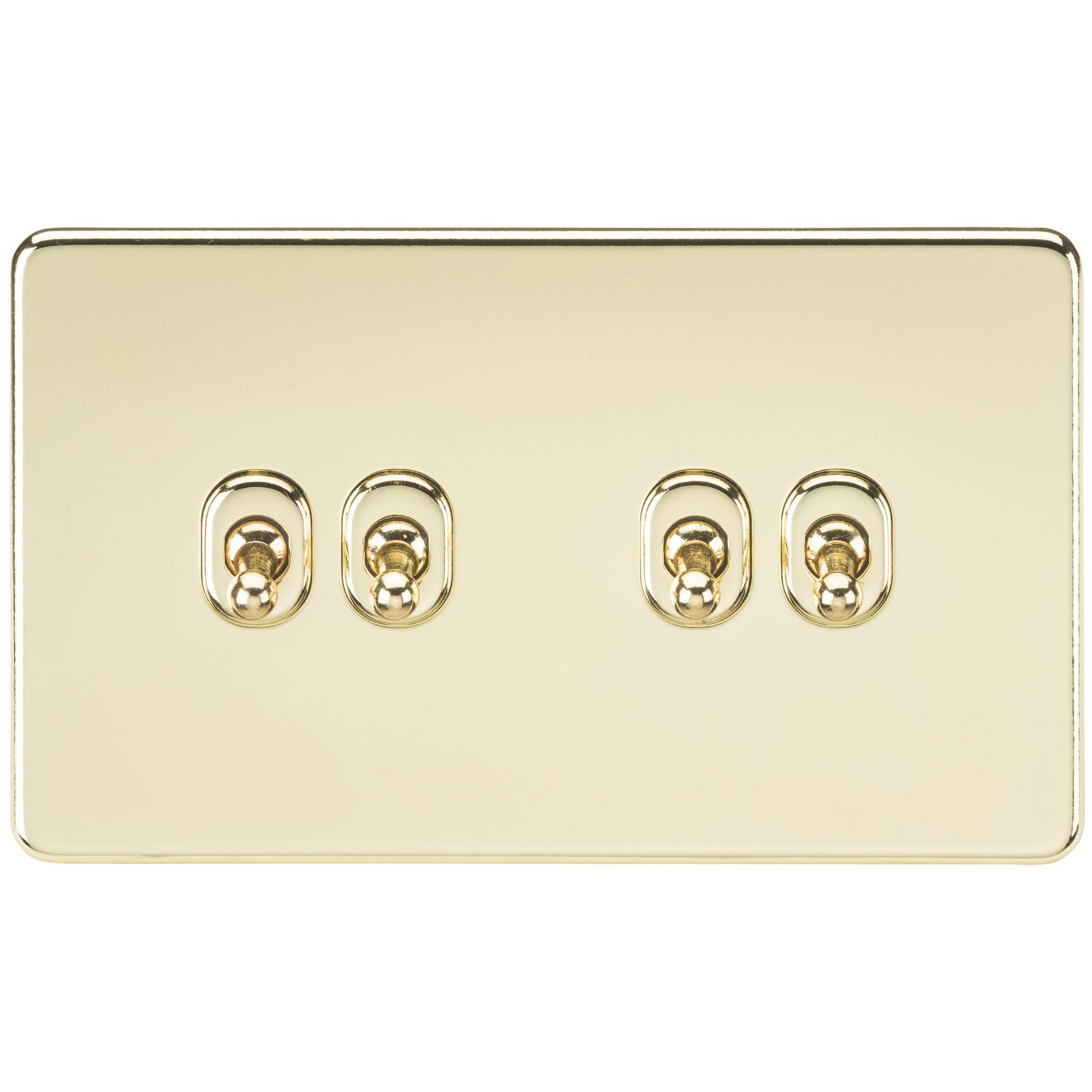 Knightsbridge 10AX 4-Gang 2-Way Light Switch Polished Brass (371VF)