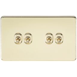 Knightsbridge SF4TOGPB 10AX 4-Gang 2-Way Light Switch  Polished Brass