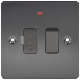 LAP  13A Switched Fused Spur with LED Black Nickel with Black Inserts