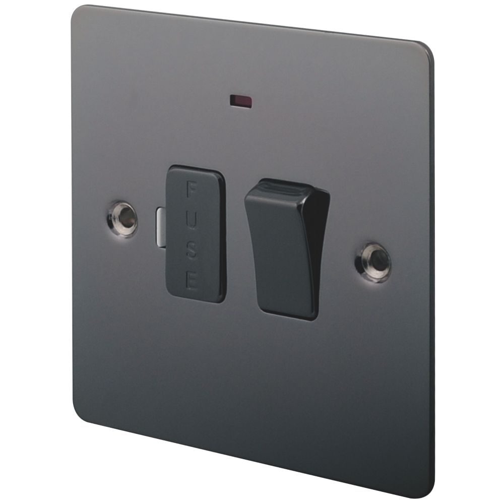 LAP 13A Switched Fused Spur with LED Black Nickel with Black Inserts