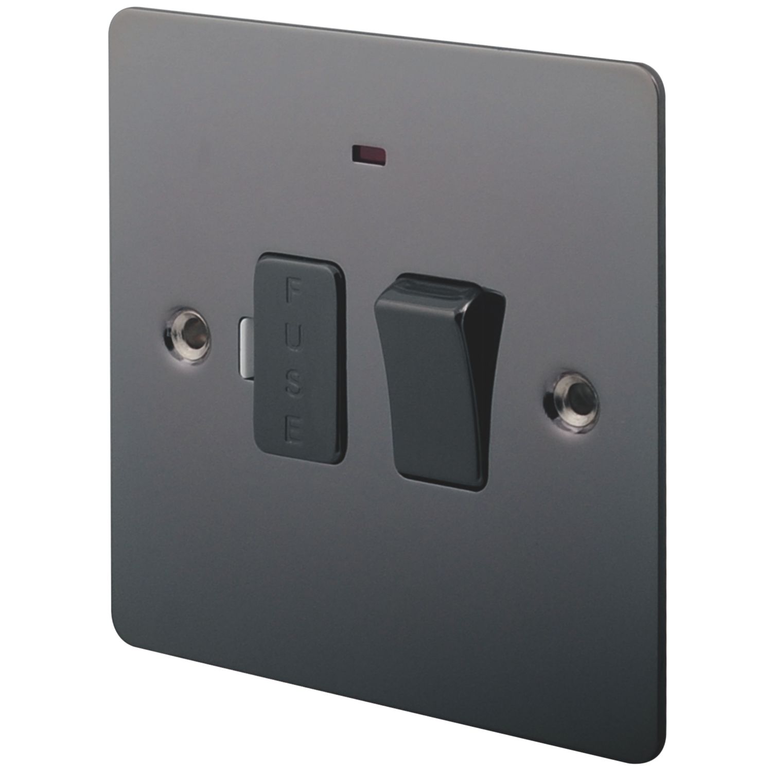 LAP 13A Switched Fused Spur with LED Black Nickel with Black Inserts (37226)
