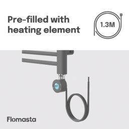 Flomasta 1600mm x 500mm 1706BTU Anthracite Flat Electric Towel Radiator