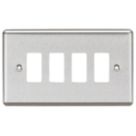 Knightsbridge  4-Module Grid Faceplate Brushed Chrome