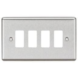 Knightsbridge  4-Module Grid Faceplate Brushed Chrome