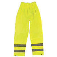 Hi-Vis Waterproof Trousers Elasticated Waist Yellow Medium 25½-44" W 30" L