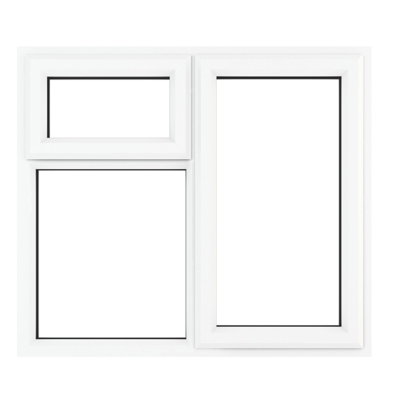 Crystal Right-Hand & Top Opening Clear Triple-Glazed Casement White uPVC Window 1190mm x 1190mm (372JN)
