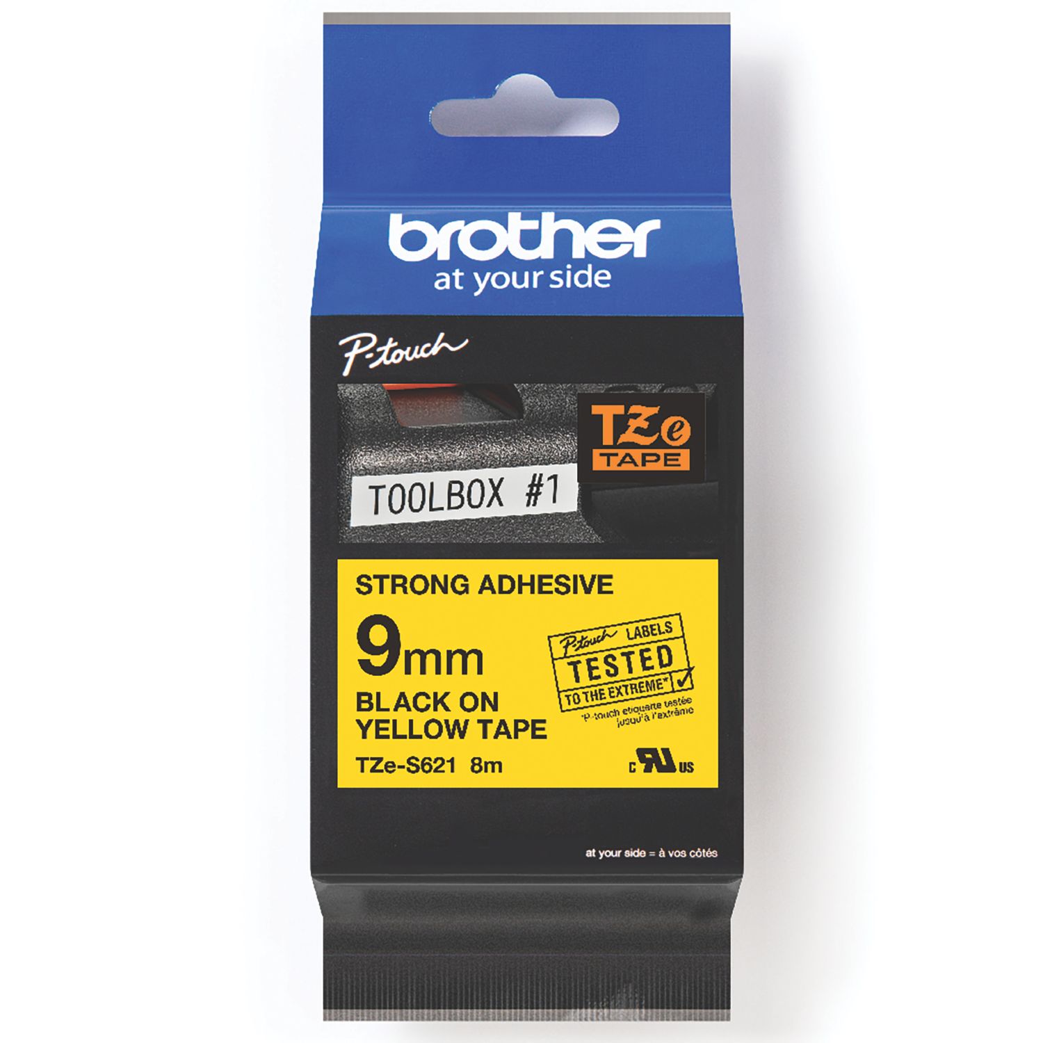 Brother TZES621 Strong Adhesive Labelling Tape 9mm x 8m (372KL)