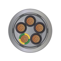 Time 5-Core CY Grey 0.75mm²  Screened Control Cable 1m Coil