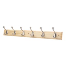 Essentials 6-Hook Rail Pine 685mm x 95mm