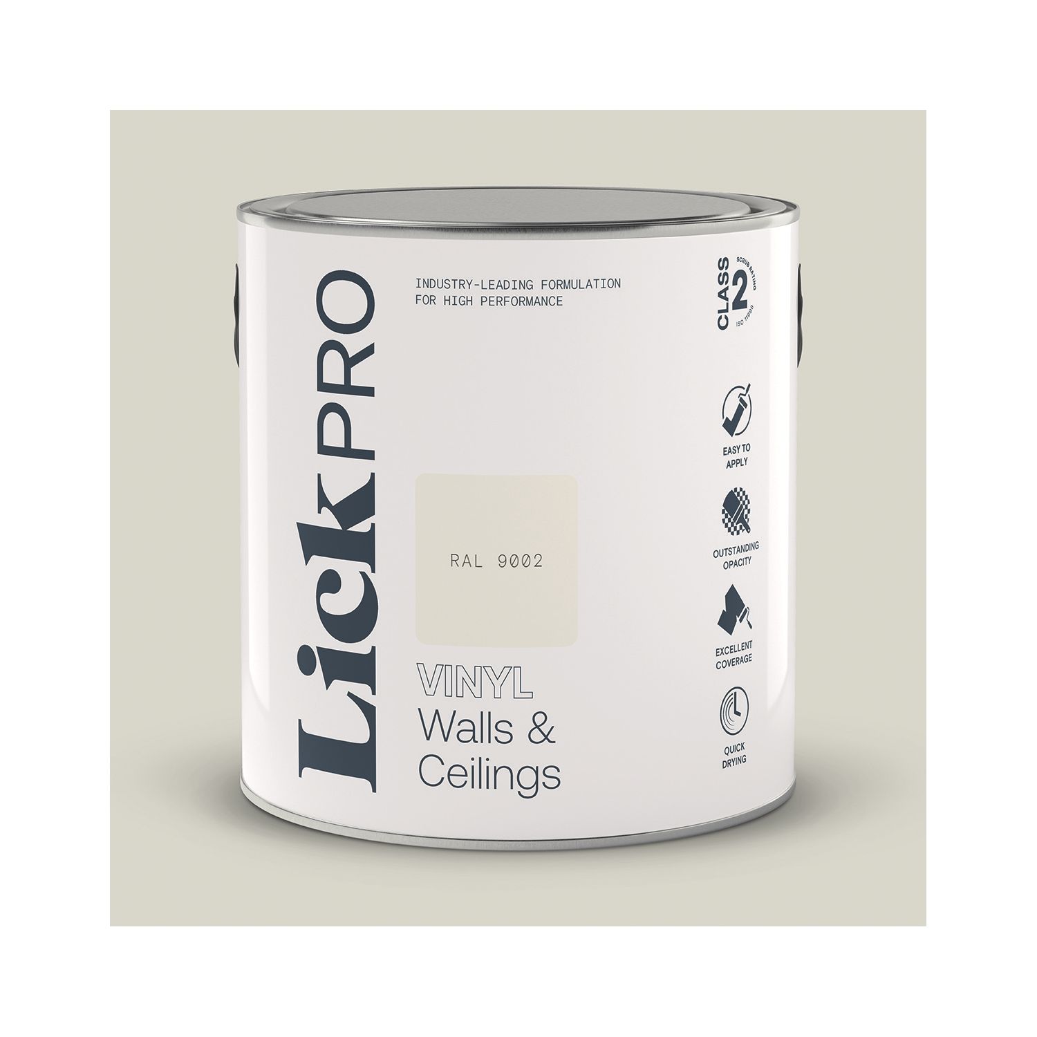 LickPro 2.5Ltr Grey RAL 9002 Vinyl Matt Emulsion Paint (372TM)