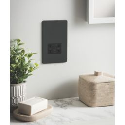 Knightsbridge  2-Gang Dual Voltage Shaver Socket 115 V / 230V Anthracite with Black Inserts