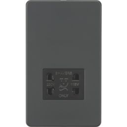 Knightsbridge  2-Gang Dual Voltage Shaver Socket 115 V / 230V Anthracite with Black Inserts