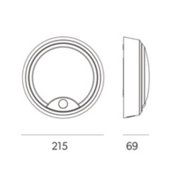 4lite Pylus Outdoor Round LED Bulkhead Wall Light With PIR Sensor Black 12.5W 1100lm