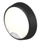 4lite Pylus Outdoor Round LED Wall & Ceiling Bulkhead With PIR Sensor Black 12.5W 1100lm