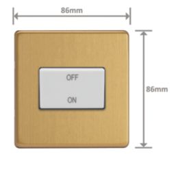 Varilight  10A 1-Gang 3-Pole Fan Isolator Switch Brushed Brass  with Colour-Matched Inserts