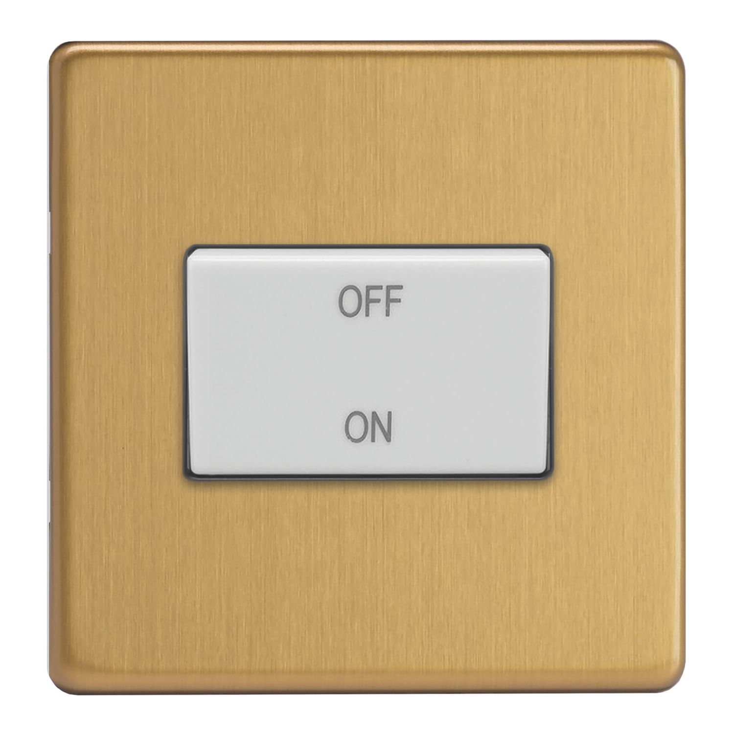 Varilight 10A 1-Gang 3-Pole Fan Isolator Switch Brushed Brass with Colour-Matched Inserts (372YT)