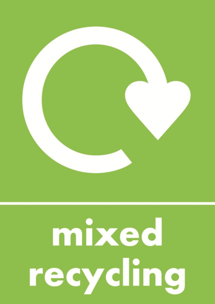 Essentials Mixed Recycling Sign 297mm x 210mm - Screwfix