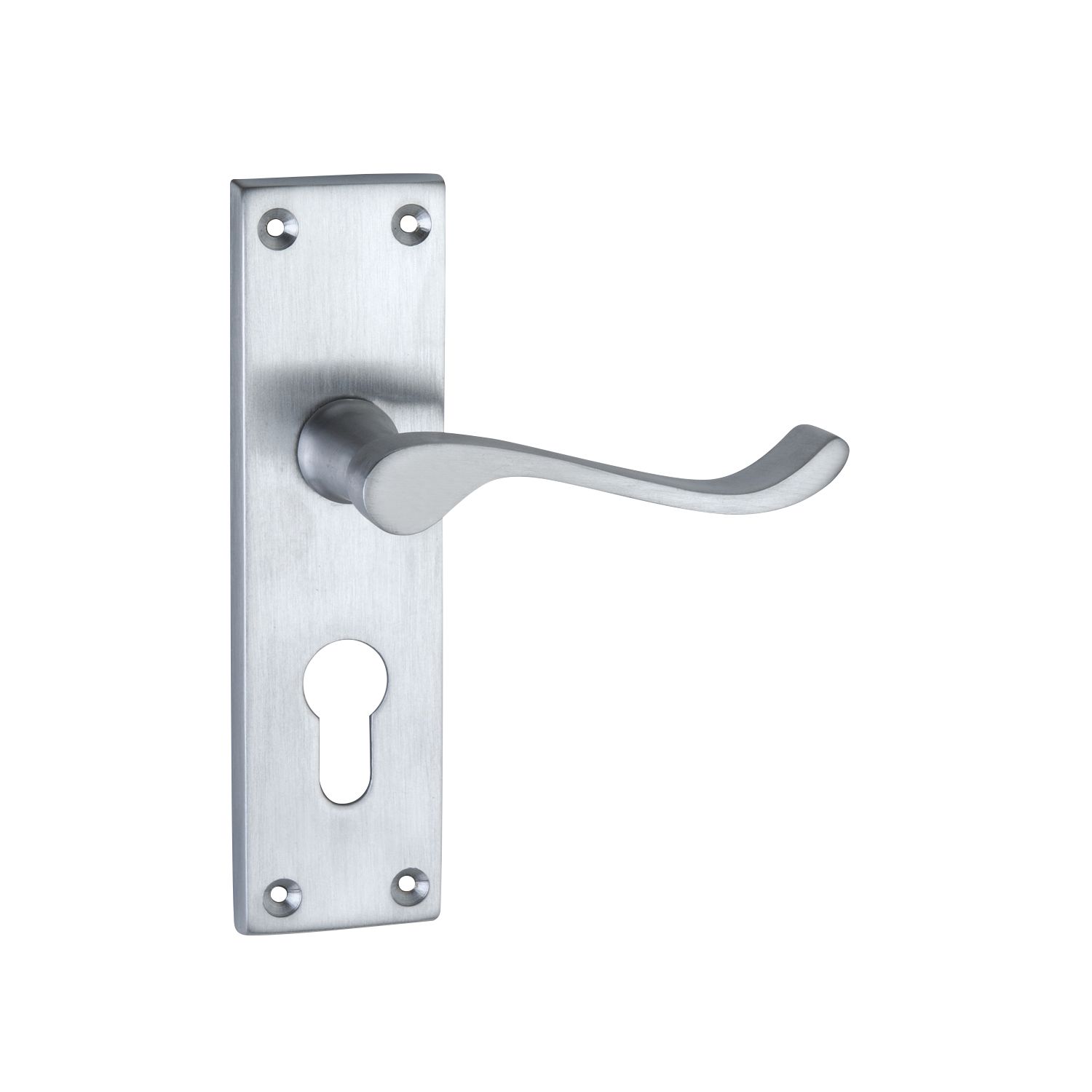 Smith & Locke Fire Rated Euro Lock Door Handles Pair Satin Chrome (3732P)