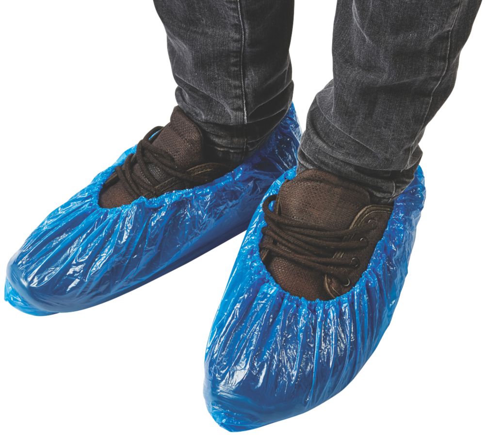 Disposable Overshoes Blue One Size Fits All 100 Pack