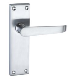 Smith & Locke  Fire Rated Latch Door Handles Pair Satin Chrome