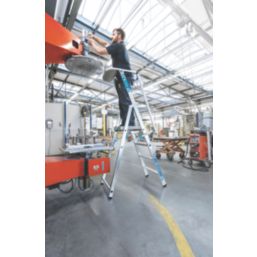 Zarges Aluminium 2.06m 4 Step Platform Step Ladder With Handrail
