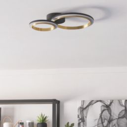 Eglo Calliera LED Ceiling Light Black / Brass 12W 1500lm