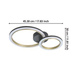 Eglo Calliera LED Ceiling Light Black / Brass 12W 1500lm
