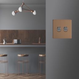Varilight V-Pro 2-Gang 2-Way LED Dimmer Switch  Brushed Bronze with Colour-Matched Inserts