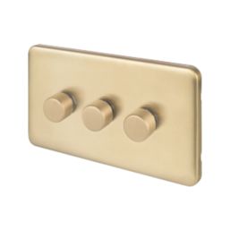 Schneider Electric Lisse Deco 3-Gang 2-Way  Dimmer Switch  Satin Brass