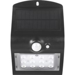 Luceco  Outdoor LED Solar-Powered Wall Light With PIR Sensor Black 220lm