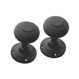 Designer Levers Beehive Door Knob Pair Matt Black 60mm