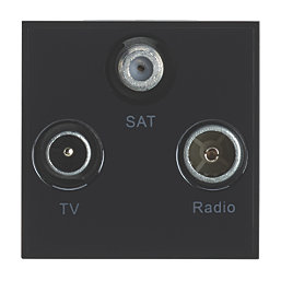Contactum Media Modular Coaxial TV / FM & Satellite Socket Black