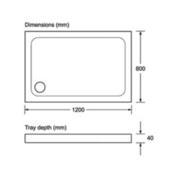 Mira Flight Low Corner Waste Rectangular Shower Tray with Upstands White 1200mm x 800mm x 40mm