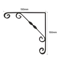 Essentials Ornamental Scroll Shelf Brackets Black 150mm x 150mm 10 Pack