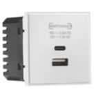 Knightsbridge  Modular 2.25A 45W 2-Outlet Type A & C USB Socket White