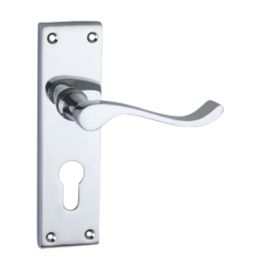 Smith & Locke  Fire Rated Euro Lock Door Handles Pair Polished Chrome