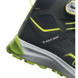 Solid Gear Sonar Mid Size 11  Black / Green Water-Resistant  Safety Boots