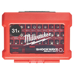Milwaukee Shockwave Impact Duty 1/4 Straight Shank Mixed Screwdriver Bit  Set 31 Pieces - Screwfix