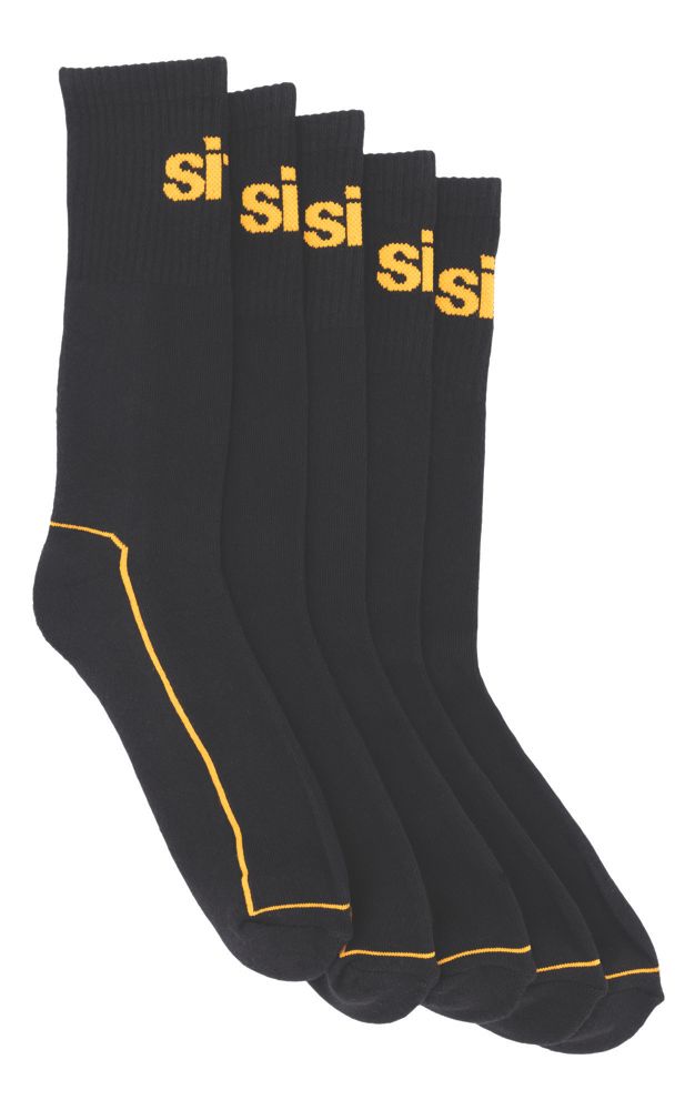 Site Willstrop Work Socks Black Size 7-11 5 Pairs