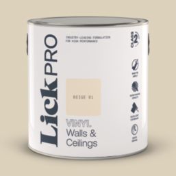 LickPro  2.5Ltr Beige 01 Vinyl Matt Emulsion  Paint