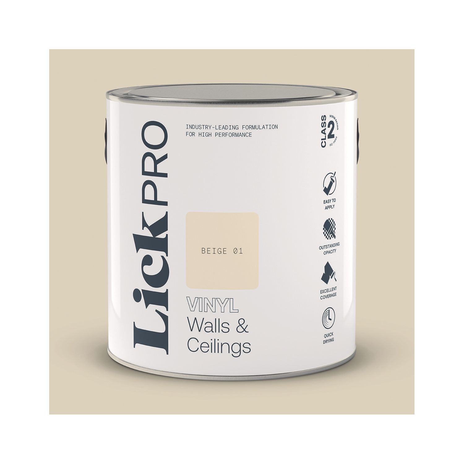 LickPro 2.5Ltr Beige 01 Vinyl Matt Emulsion Paint (374TM)